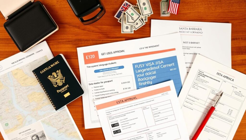 Amerikanisches Visum und Reisepass für einen Sprachaufenthalt in Santa Barbara mit Einreisedokumenten