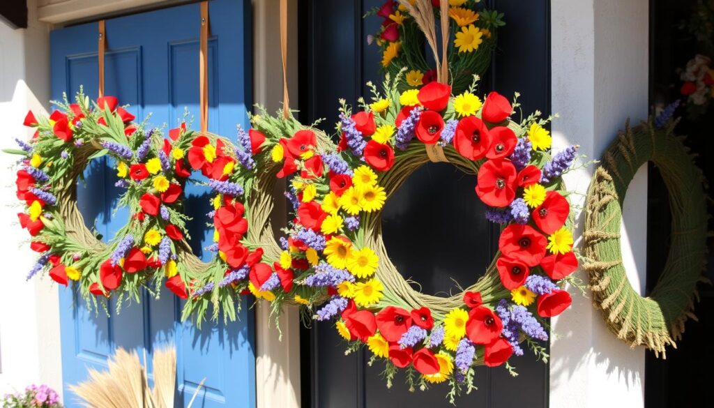 Blumenkränze und Frühlingsdekorationen zum 1. Mai (Protomagia) in Griechenland