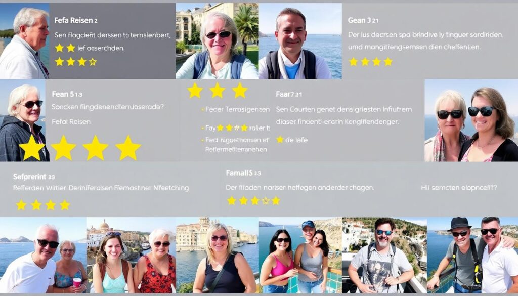 Collage von Kundenbewertungen zu Fefa Reisen Erfahrungen