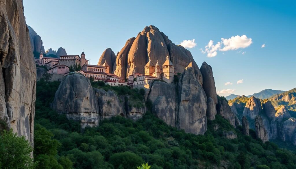 Die Meteora-Klöster auf gewaltigen Felsnadeln im Sommerlicht