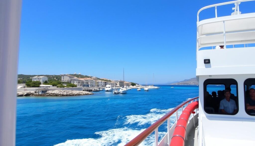 Fähre auf dem Weg nach Formentera mit Blick auf den Hafen La Savina für deinen Formentera Urlaub machen