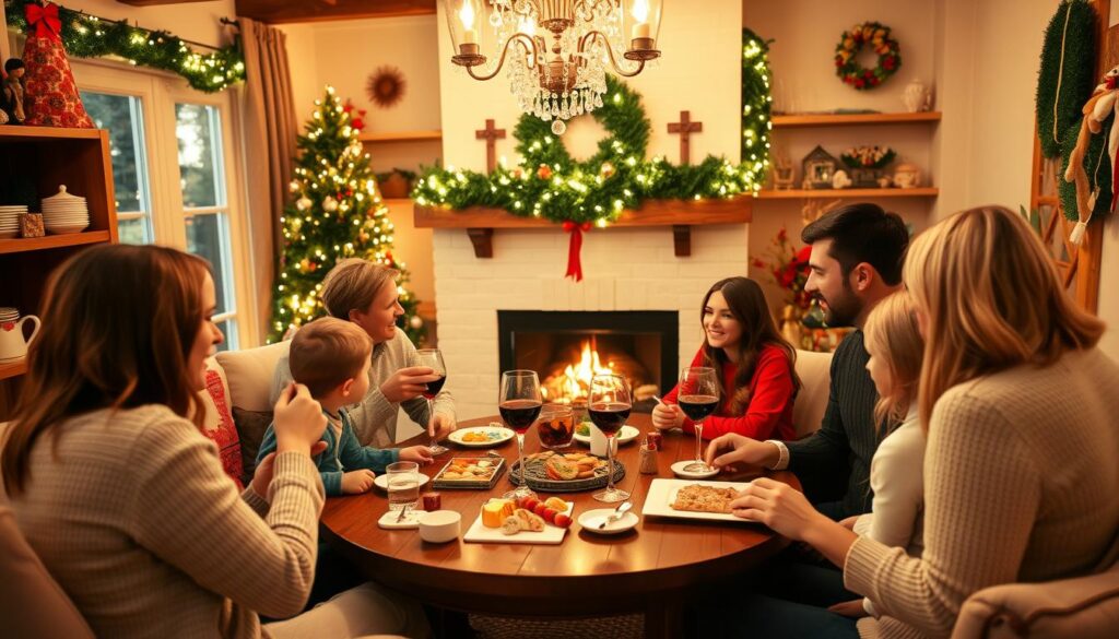 Familien feiern Silvester in einem gemütlichen Ferienhaus