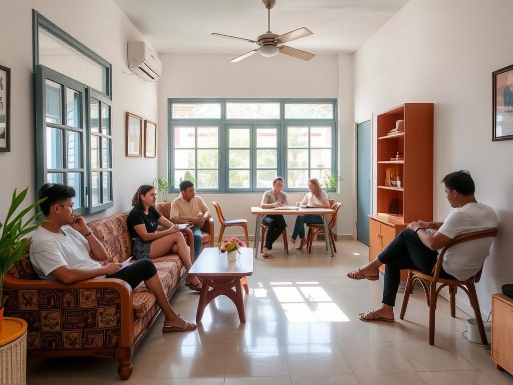 Gemeinschaftsbereich einer Schulresidenz in Havanna mit Studenten