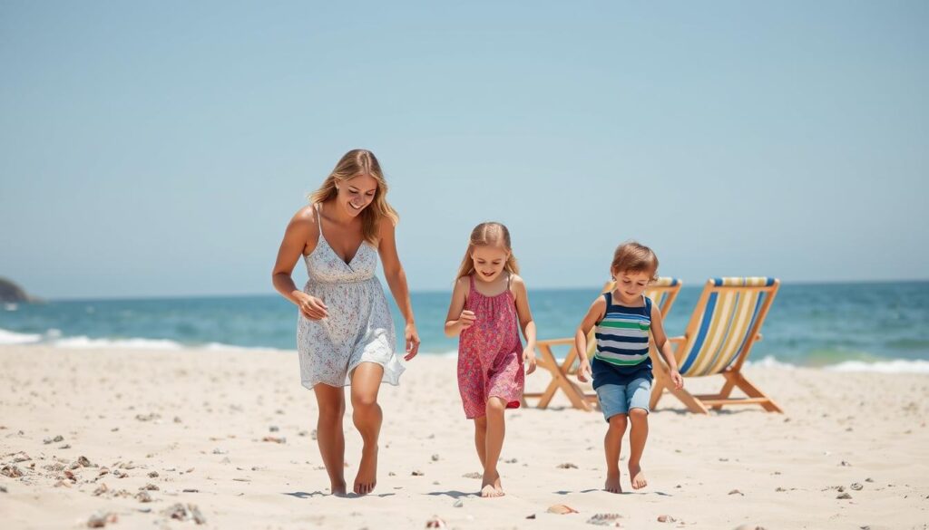 Glückliche Familie genießt ihren Pauschalurlaub an der Nordsee - Pauschalurlaub Nordsee