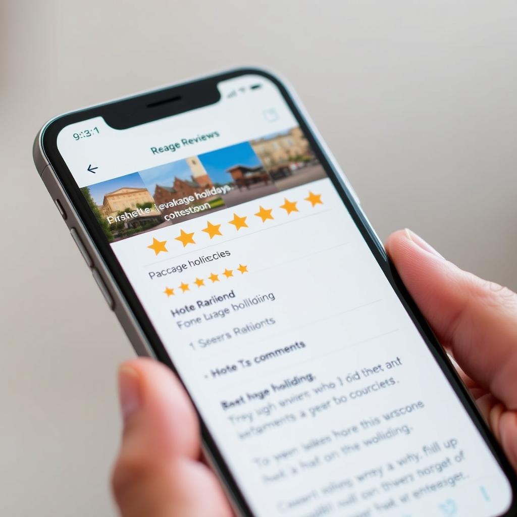 Hotelbewertungen für Pauschalreisen auf Smartphone
