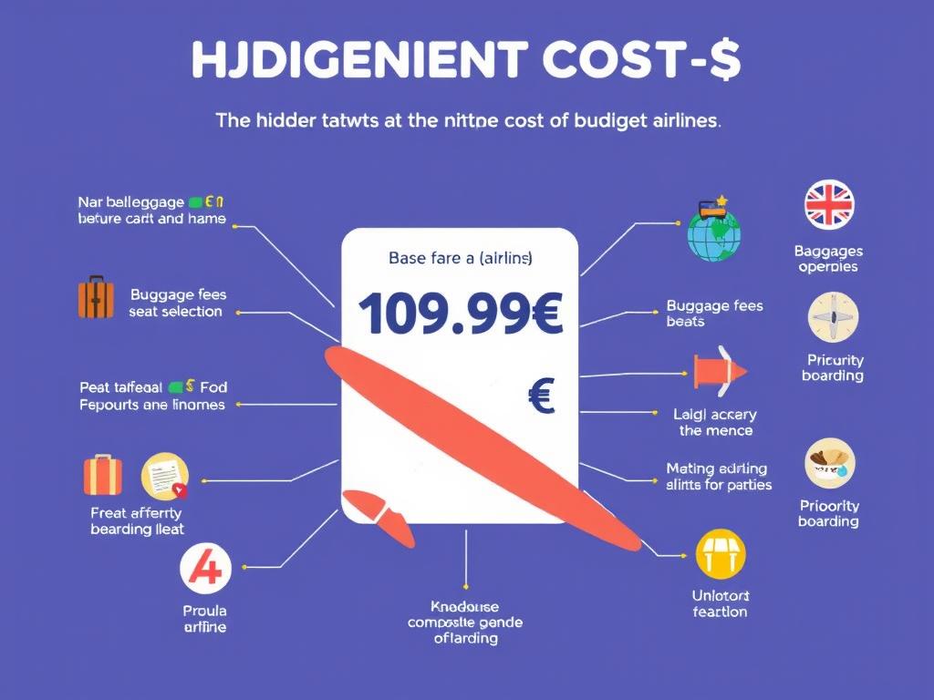 Illustration der versteckten Kosten bei Billigfluggesellschaften zum billigflüge finden