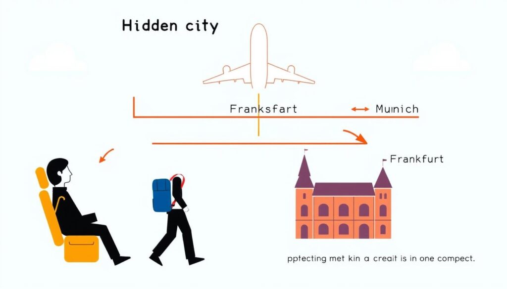 Illustration des Hidden City Ticketing Konzepts zum billigflüge finden