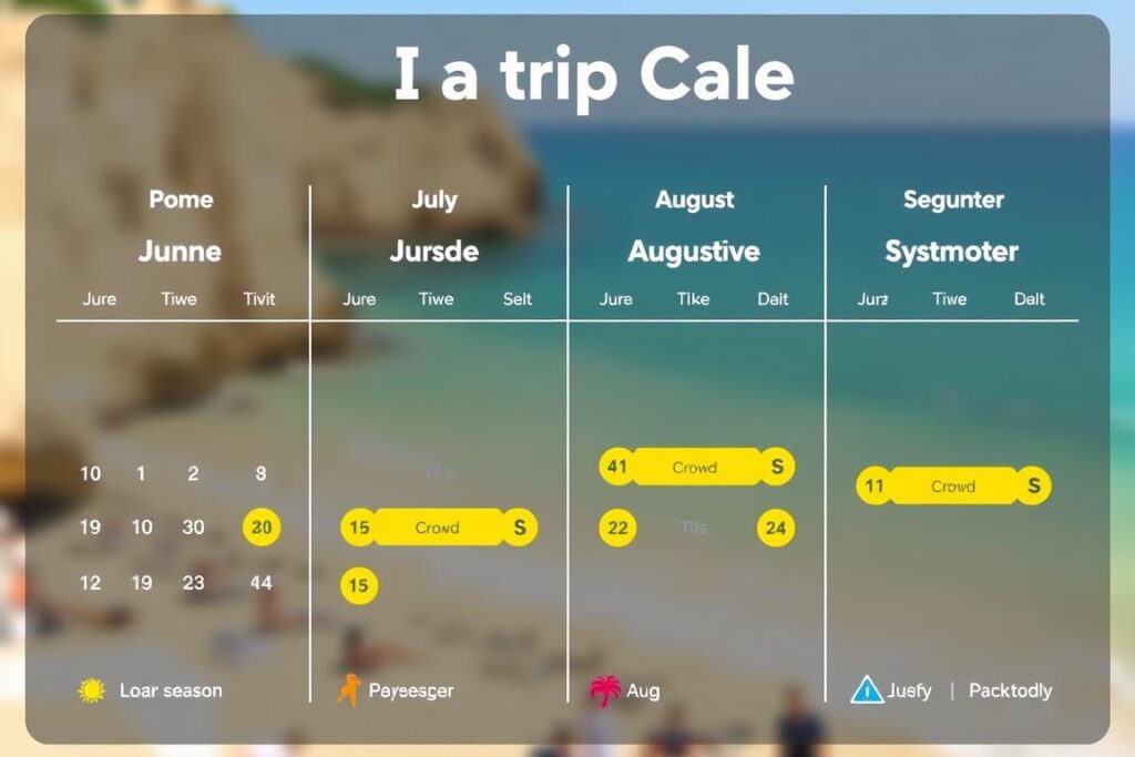 Kalender mit Markierungen für die beste Reisezeit nach Mallorca im Sommer