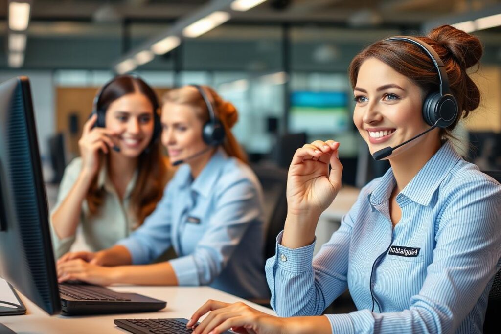 Kundenservice-Team von hotelkatalog24 bei der telefonischen Beratung