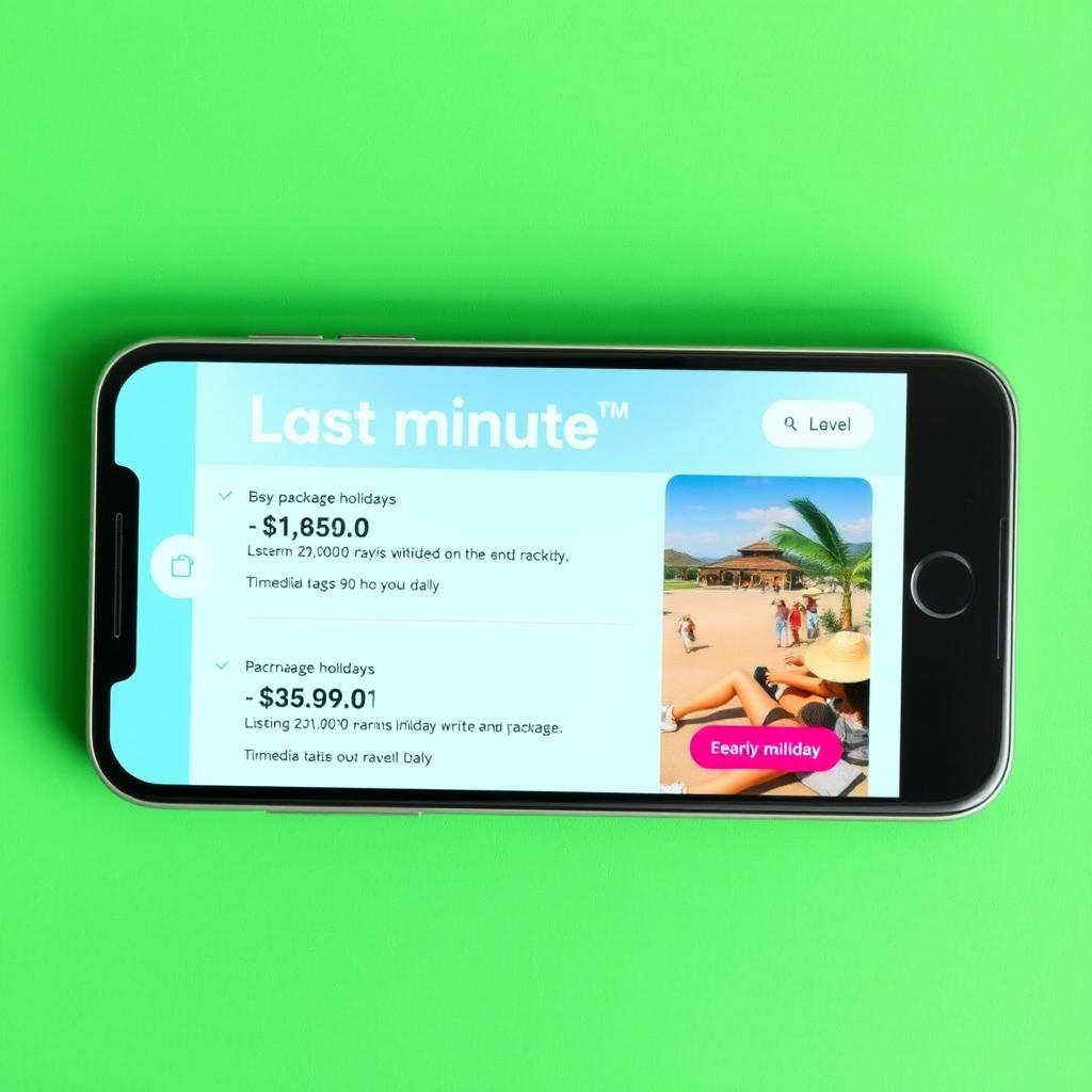 Last-Minute-Angebote für Pauschalreisen auf einem Smartphone