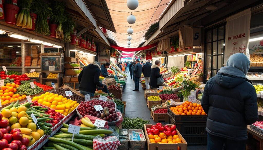 Lokaler Markt in Antalya mit frischem Obst und Gemüse zu günstigen Preisen