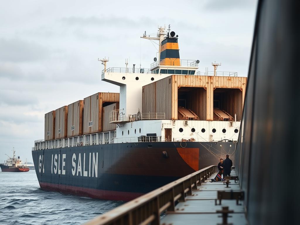 Massengutfrachter transportiert unverpackte Ladung während einer Frachtschiffreise