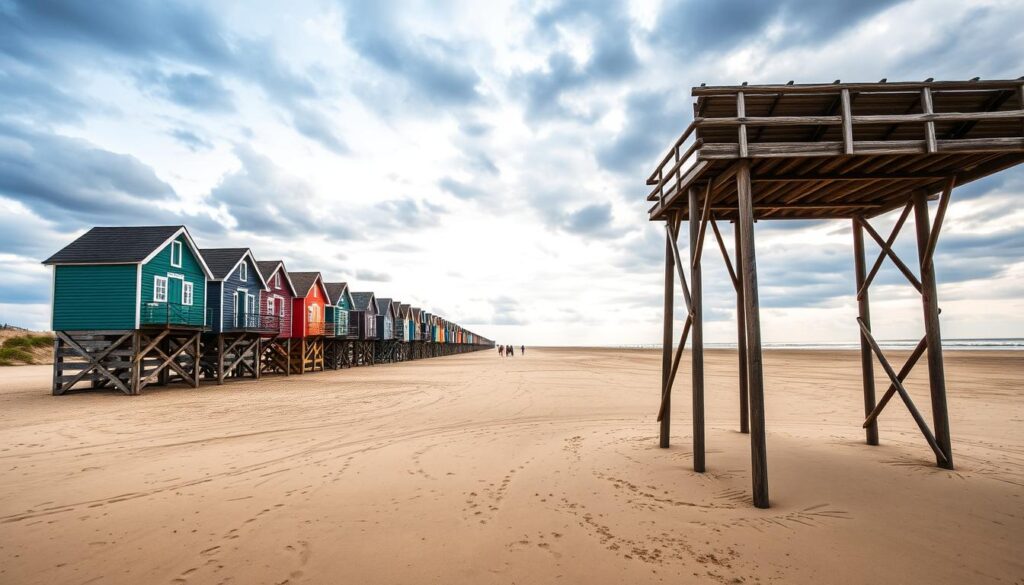 Pfahlbauten am Strand von St. Peter-Ording - Pauschalurlaub Nordsee