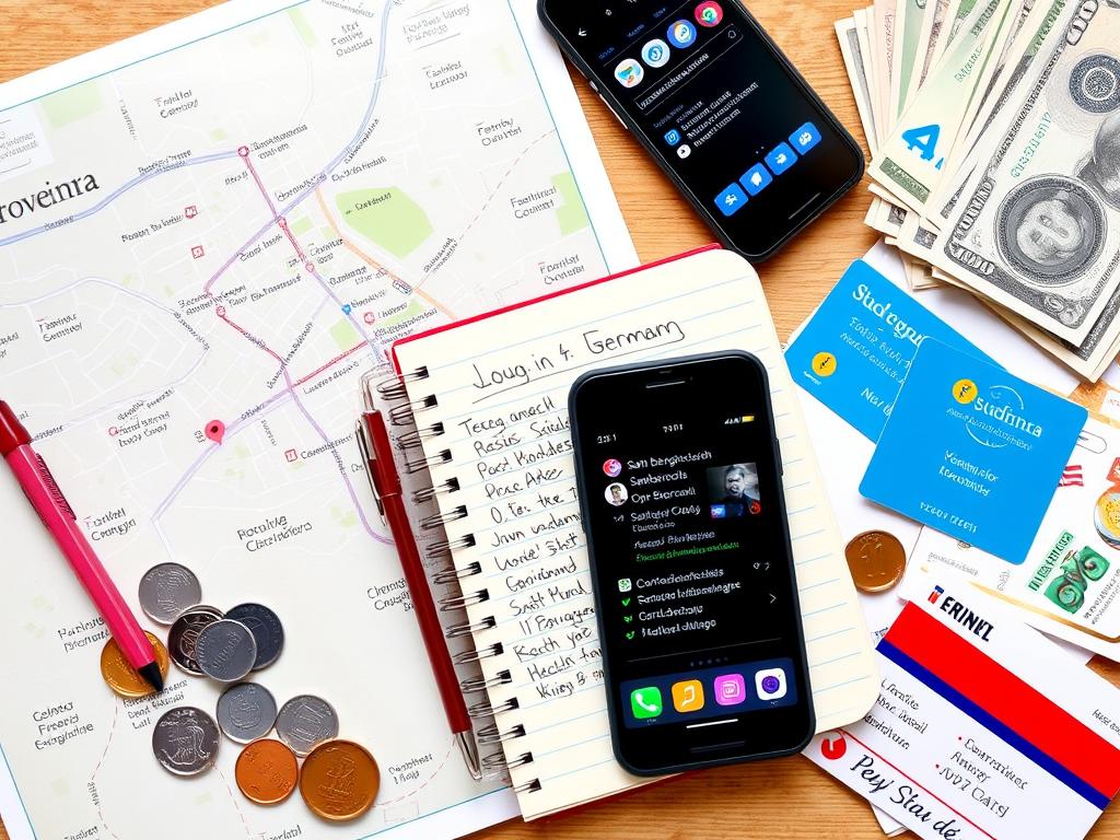 Praktische Tipps für einen erfolgreichen Sprachaufenthalt in Santa Barbara mit Stadtplan und Notizen