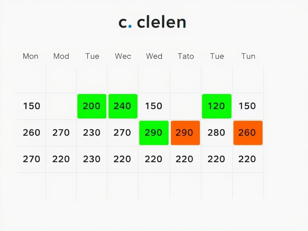 Preiskalender mit deutlichen Preisunterschieden an verschiedenen Tagen zum billigflüge finden