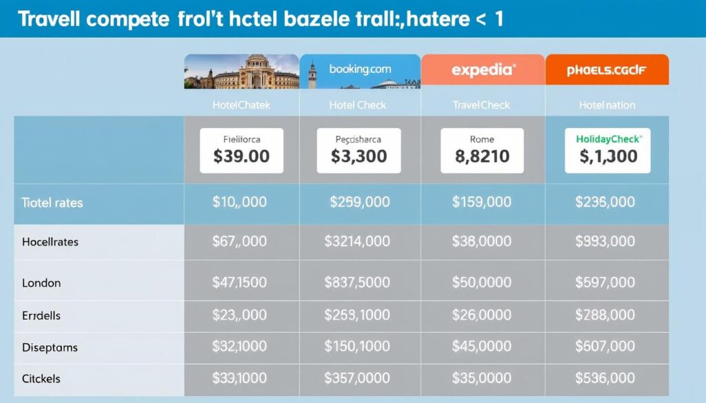 Preisvergleich zwischen TravelChannelDE und anderen Reiseportalen für verschiedene Destinationen