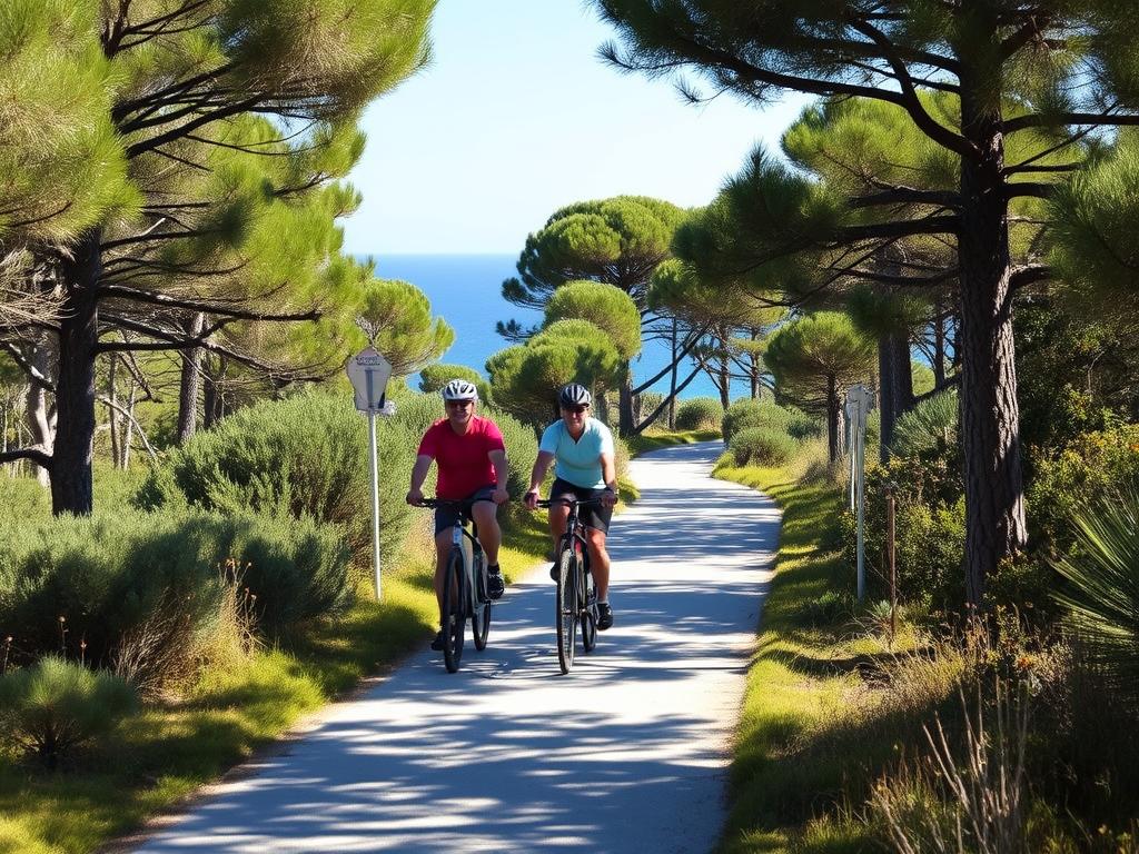 Radfahrer auf einem der grünen Wege durch die Natur von Formentera - ideale Aktivität für deinen Formentera Urlaub machen