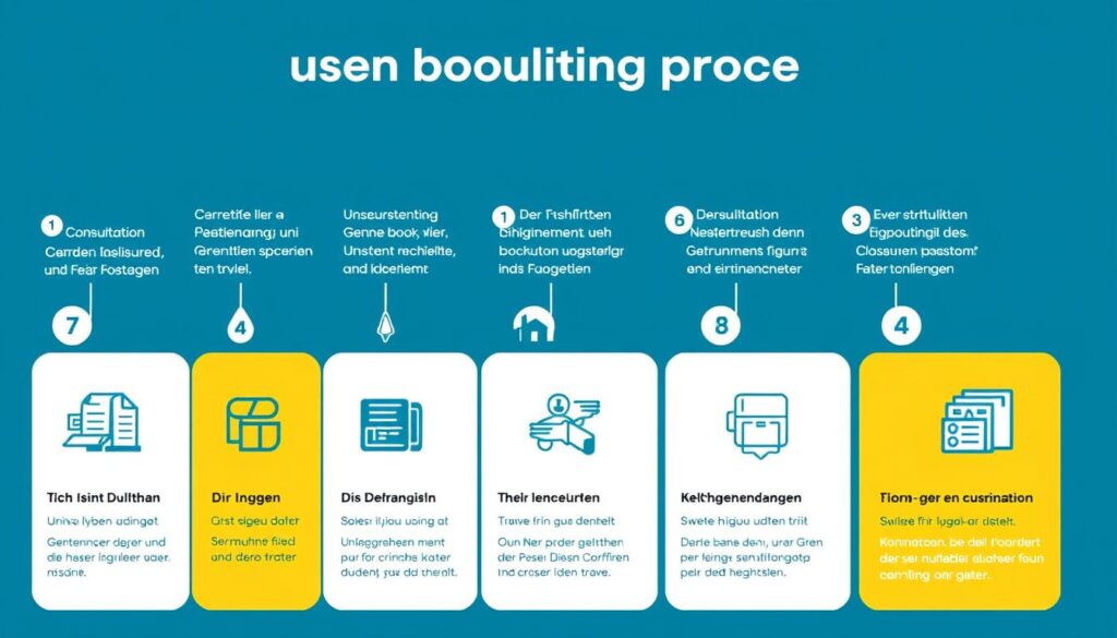 Schritt-für-Schritt-Darstellung des Buchungsprozesses bei Fefa Reisen