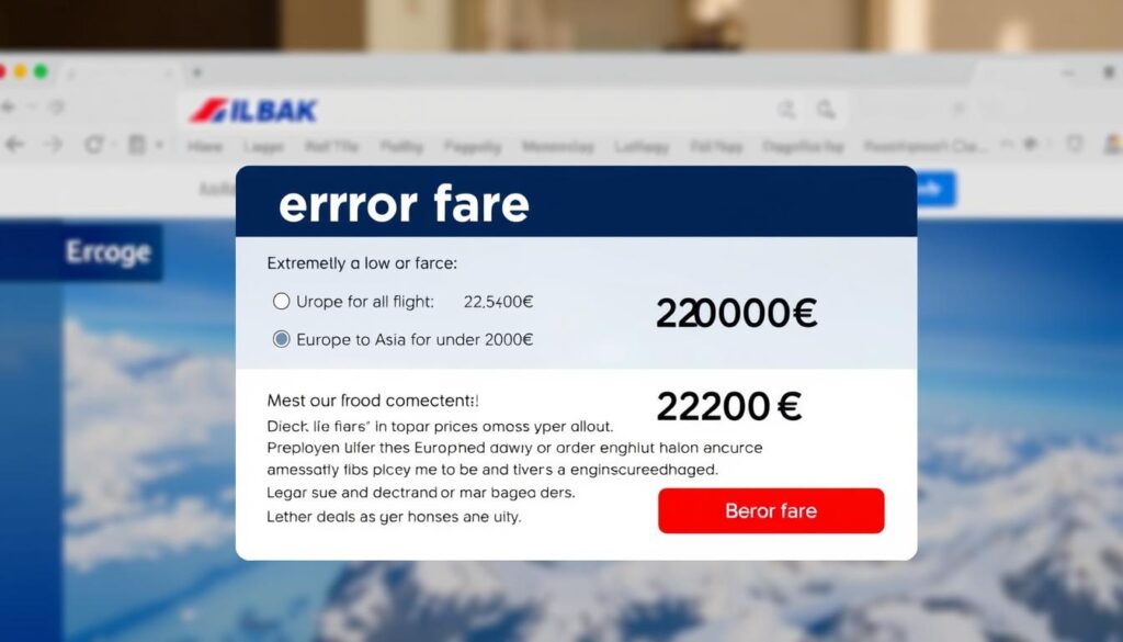 Screenshot einer Error Fare Benachrichtigung zum billigflüge finden