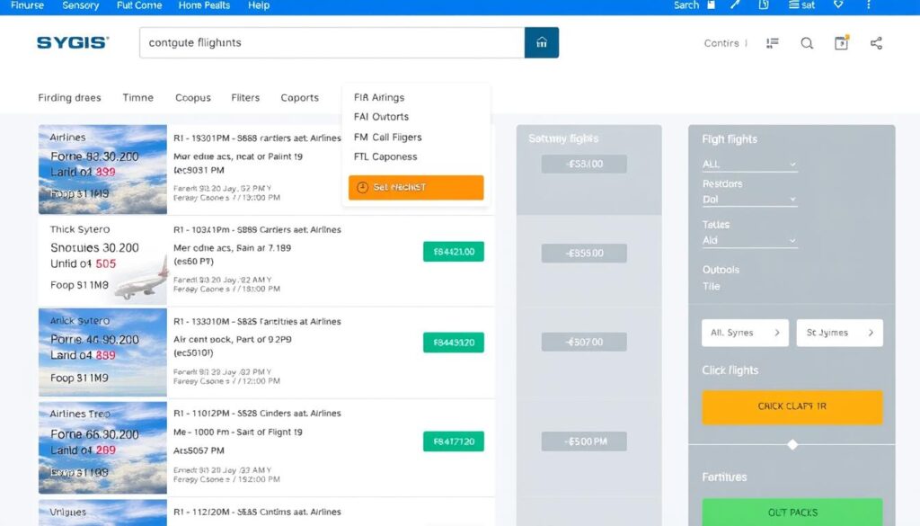 Screenshot einer Flugvergleichswebsite mit Suchergebnissen für billigflüge finden