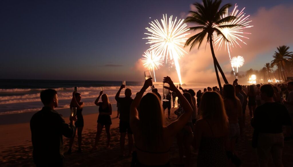 Silvesterfeier am Strand der Kanarischen Inseln