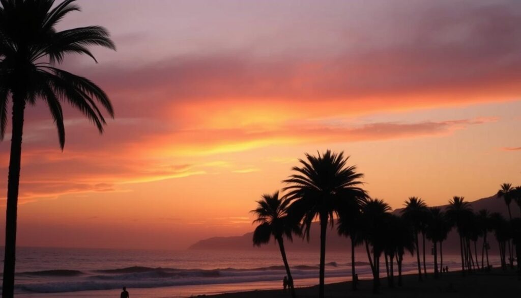 Sonnenuntergang am Strand in Santa Barbara - der perfekte Abschluss eines Sprachaufenthalts mit Blick auf den Pazifik