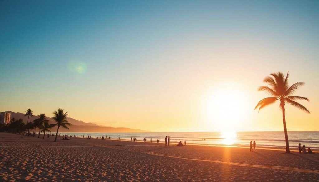 Sonnenuntergang am Strand von Puerto Vallarta während der besten Reisezeit für eine Pauschalreise Puerto Vallarta Mexico