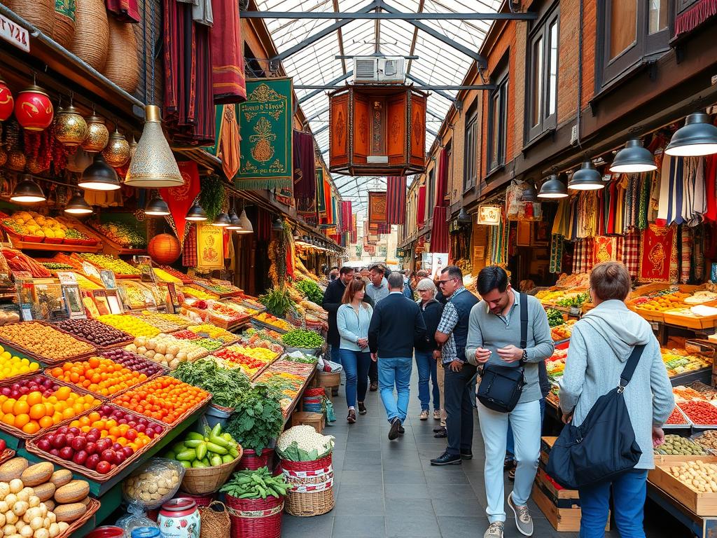 Traditioneller türkischer Markt mit lokalen Produkten während eines Langzeiturlaub Türkei Erfahrungen