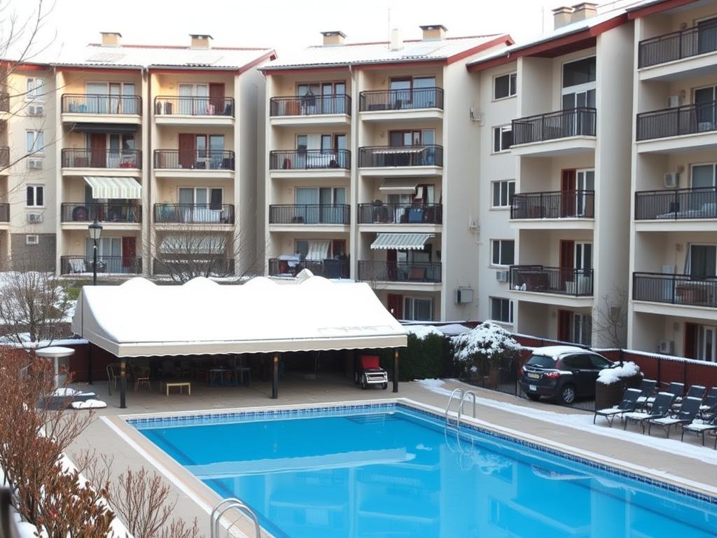 Typische Ferienwohnung in einer türkischen Wohnanlage mit Pool für Überwintern in der Türkei