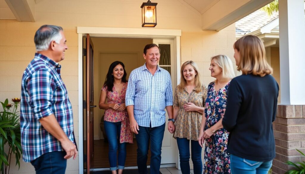 Typische Gastfamilie in Australien begrüßt einen Sprachschüler während eines Sprachaufenthalt Australien