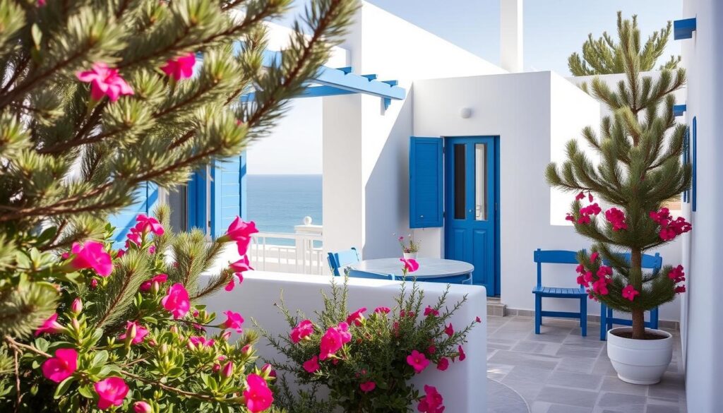 Typische weiße Architektur einer Unterkunft auf Formentera mit Meerblick für deinen Formentera Urlaub machen