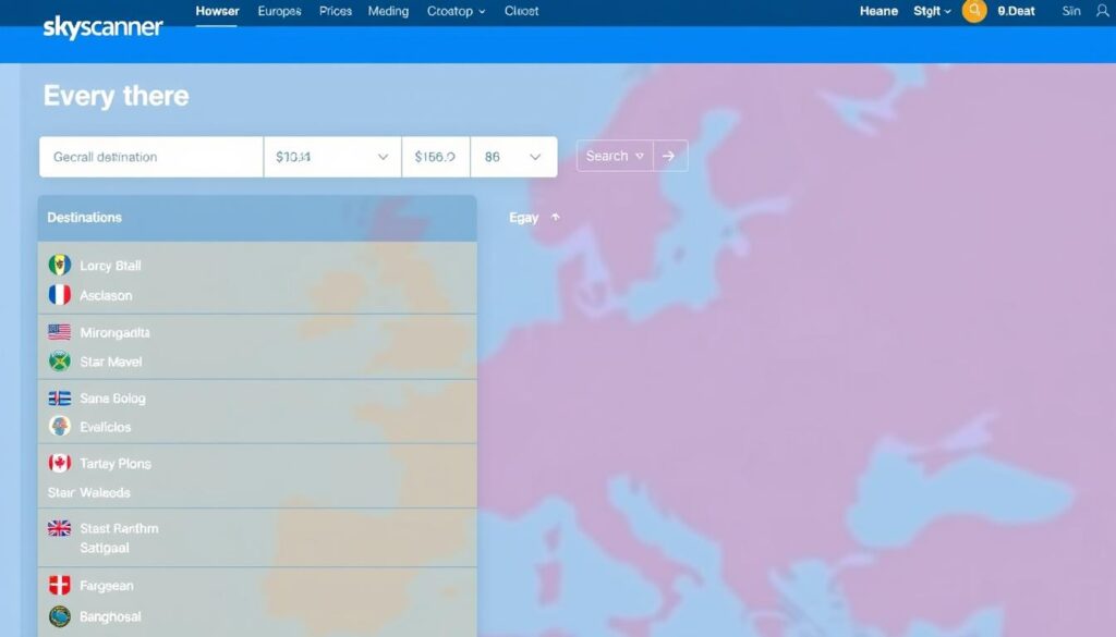 Überall-Suche auf Skyscanner mit günstigen Zielen zum billigflüge finden