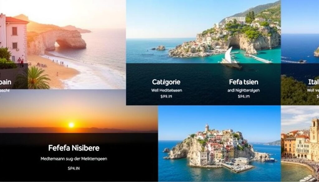 Übersicht der Fefa Reisen Angebotspalette mit verschiedenen Reisekategorien