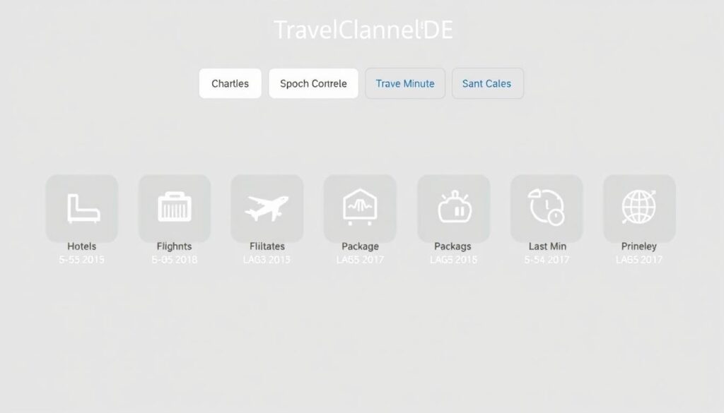 Übersicht der TravelChannelDE Angebotspalette mit verschiedenen Reisekategorien