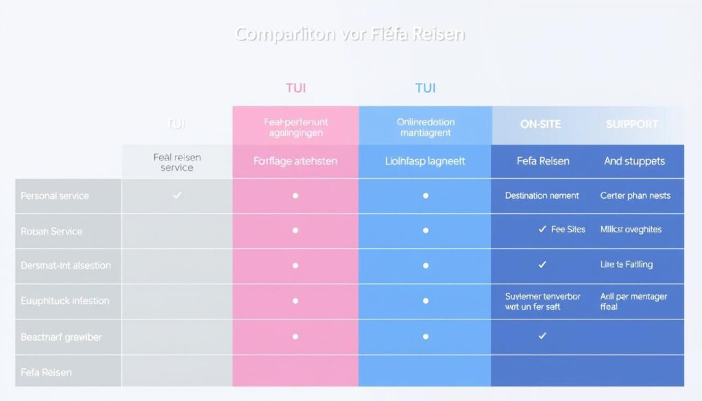 Vergleich von Fefa Reisen mit anderen Reiseanbietern nach verschiedenen Kriterien