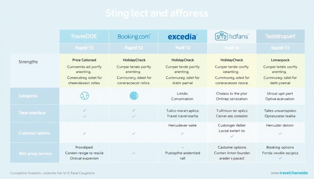 Vergleich von TravelChannelDE mit anderen Reiseportalen nach verschiedenen Kriterien