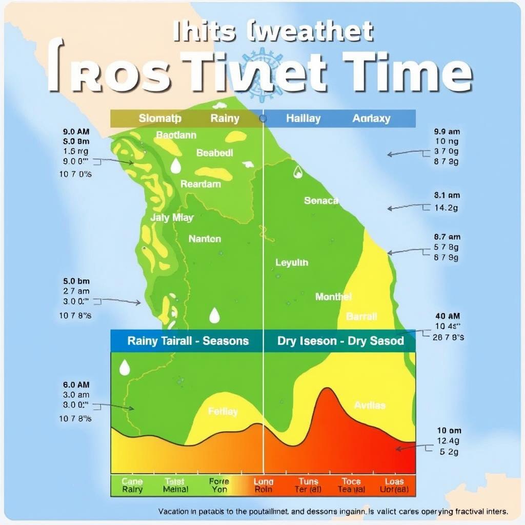 Wetterkarte mit Regenzeit und Trockenzeit für Urlaubsziele