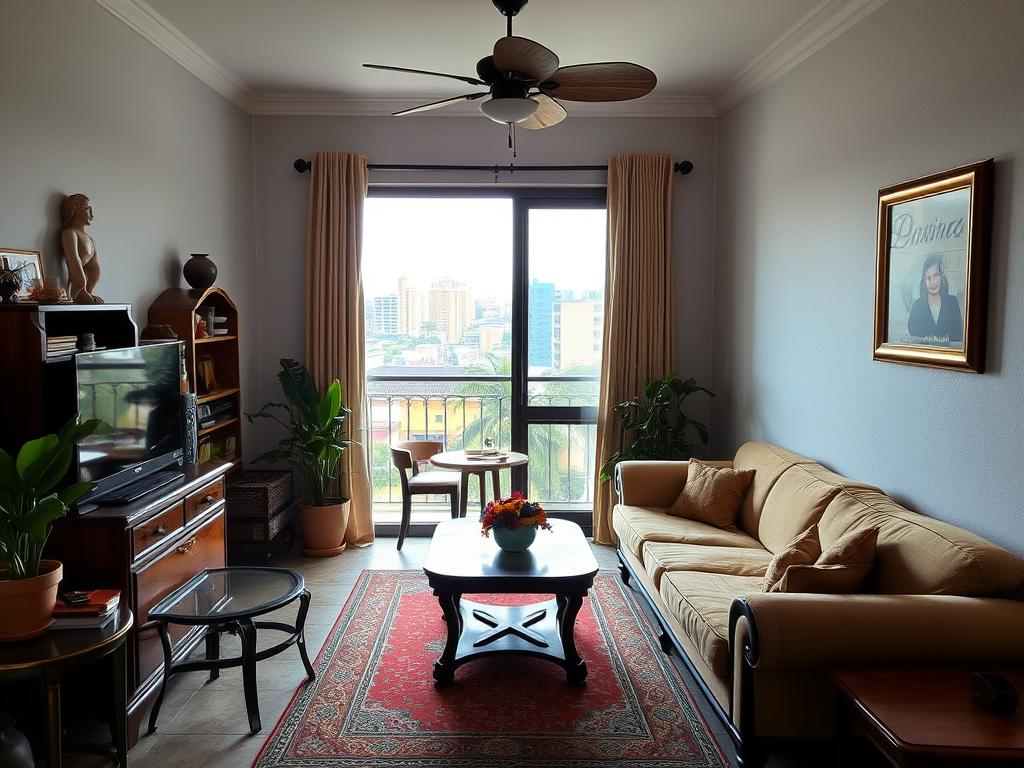 Wohnbereich eines privaten Apartments in Havanna mit typisch kubanischer Einrichtung