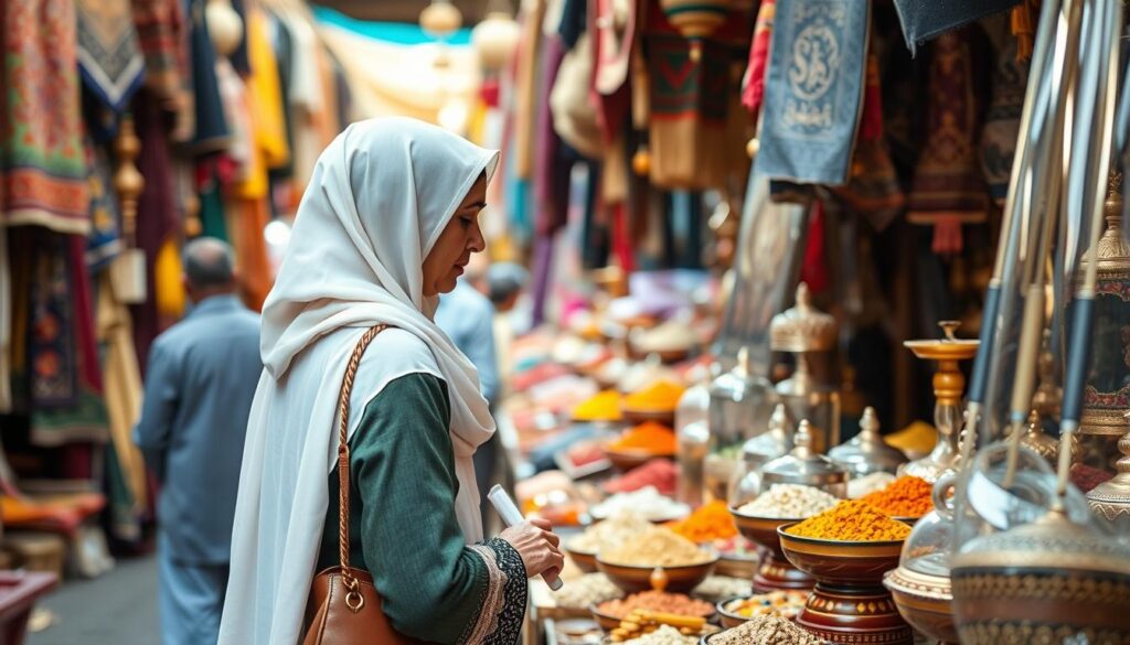 Ägyptische Frau in traditioneller Kleidung auf einem Markt