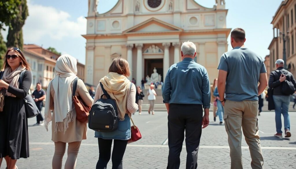 Angemessene Kleidung für den Besuch religiöser Stätten während einer Städtereise Rom