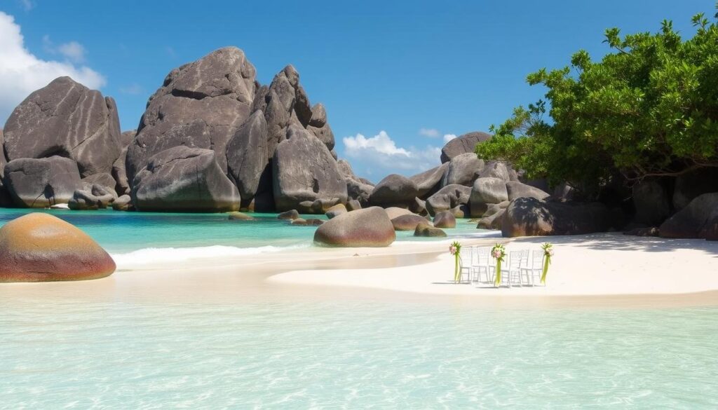 Anse Lazio Strand auf Praslin für eine Hochzeit