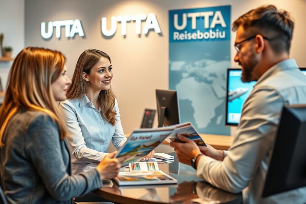 Beratungsgespräch im UTTA Reisebüro Berlin mit einem Kunden und Reiseberater