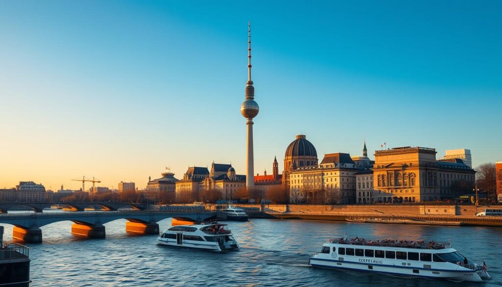 Berliner Skyline mit Fernsehturm und Spree - sonnenklar Städtereisen Deutschland