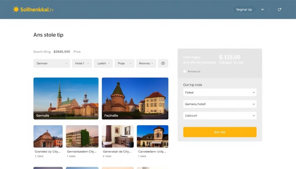 Buchungsmaske auf der sonnenklar.TV-Website für Städtereisen in Deutschland