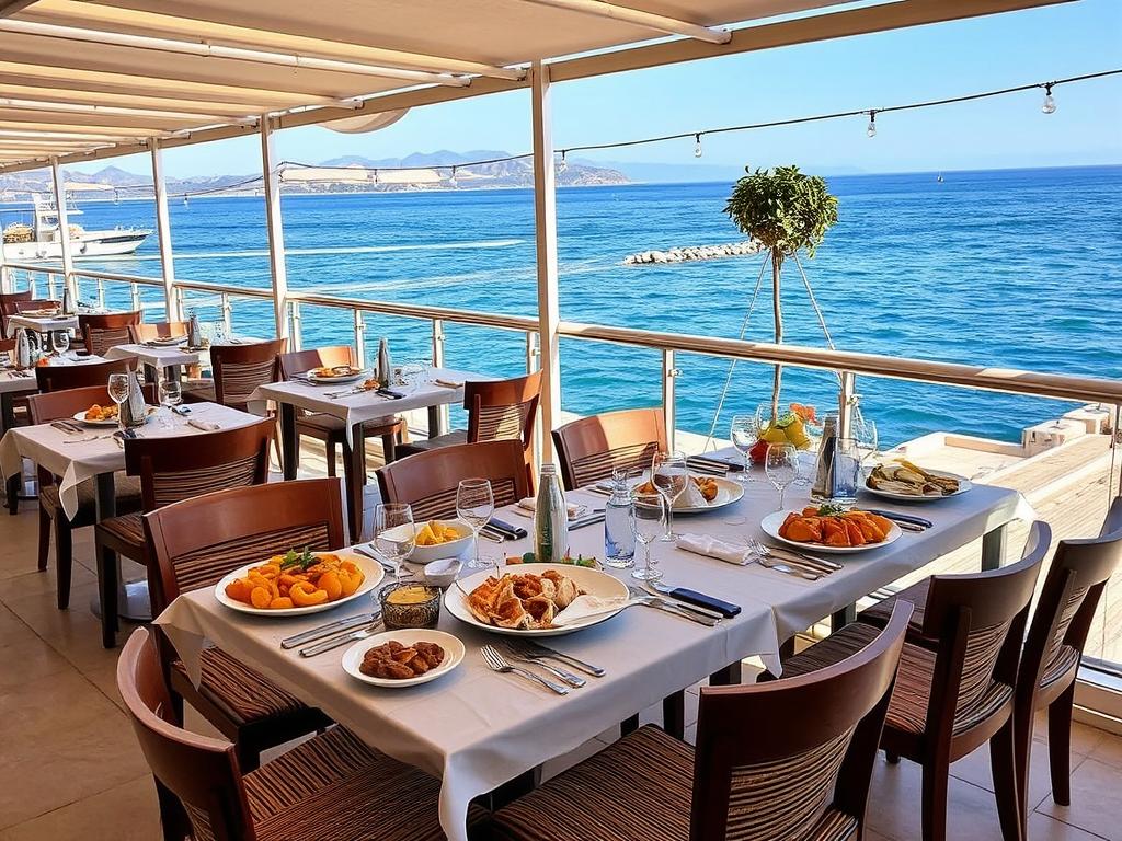 Das Fischrestaurant Rak Dagim in Eilat mit Blick aufs Meer während eines Urlaub Eilat