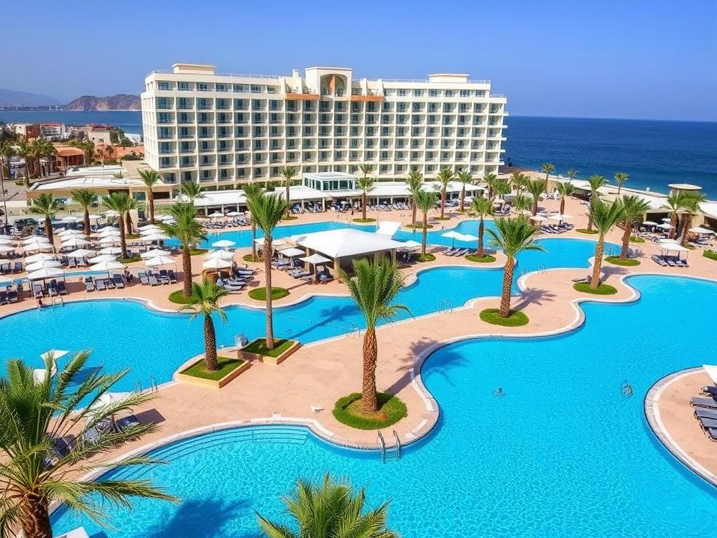 Das Royal Beach Resort in Eilat mit seinem beeindruckenden Pool-Bereich für einen Urlaub Eilat