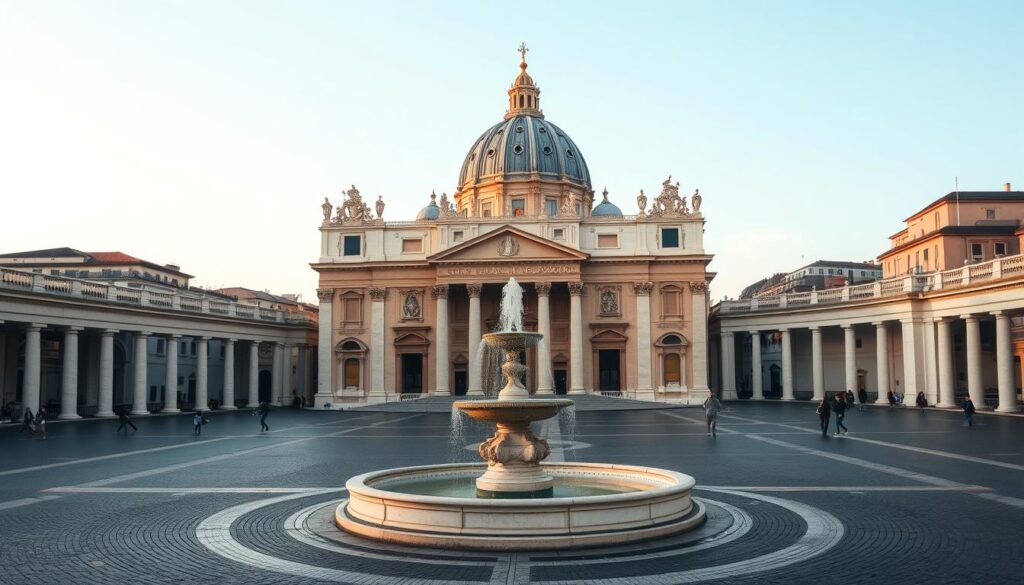 Der prachtvolle Petersdom und Petersplatz im Vatikan bei einer Städtereise Rom