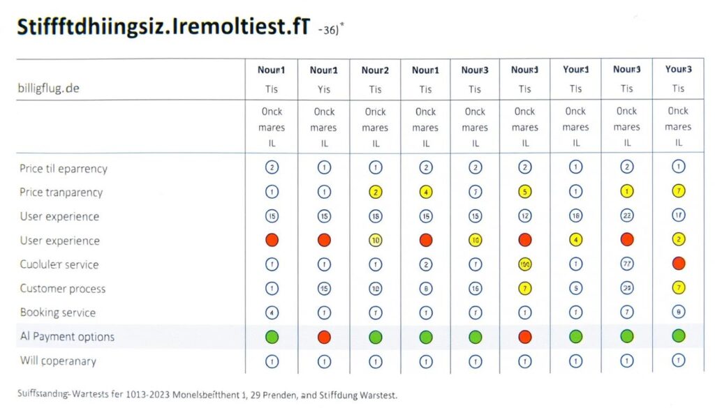 Detaillierte Auswertung der Stiftung Warentest zu billigflug.de