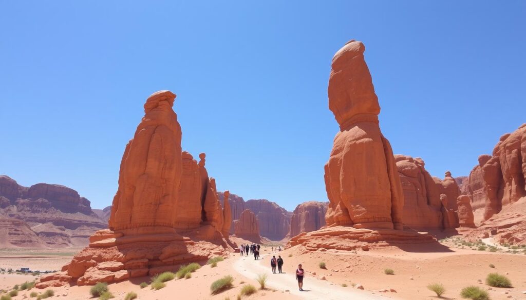 Die beeindruckenden Felsformationen des Timna Parks nahe Eilat während eines Tagesausflugs im Urlaub Eilat
