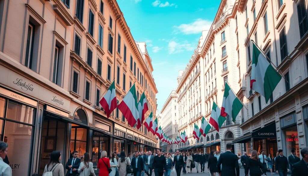 Die elegante Via Condotti mit Luxusgeschäften während einer Städtereise Rom